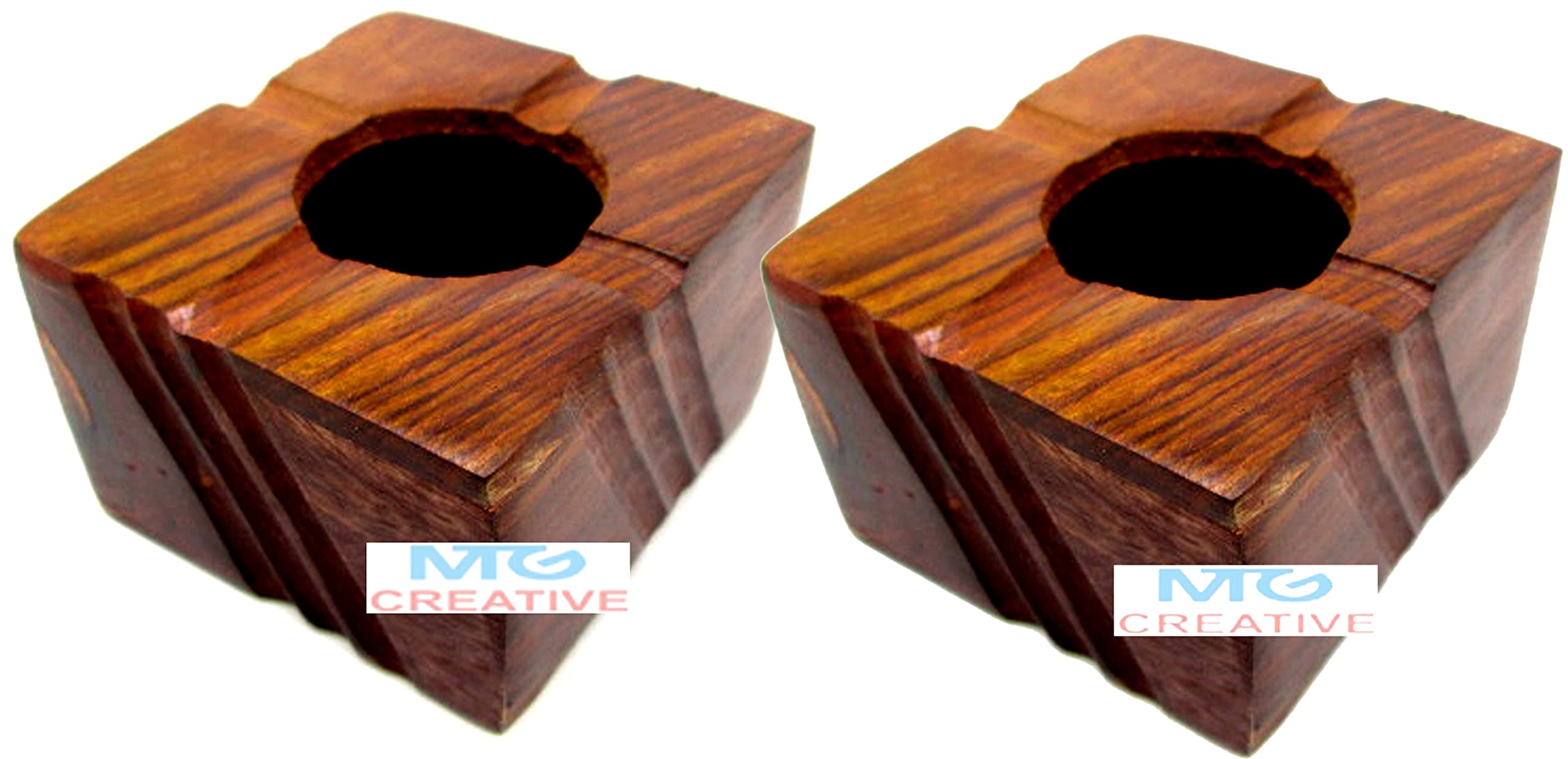 WOODEN ITEM, Wooden ashtray for Home | ash tray Rosewood small | Wooden cigarette ashtrays for Car | ash holder tray Wood | (set of 2)-image-5
