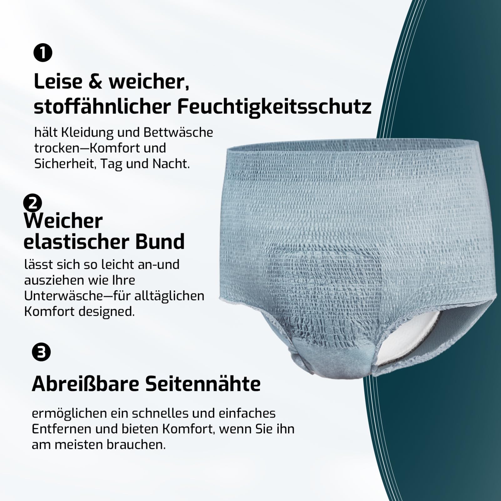 SUNKISS Inkontinenz Pants Männer, Tagsüber Einweg Erwachsenen Windelhosen, Herren Windeln mit Maximaler Saugfähigkeit, Grau, Größe XL, 32 Stück 1er Pack