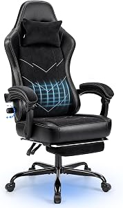 JUMMICO Ergonomischer Bürostuhl mit Dynamischer Lordosenstütze & Fußraster, Gaming Stuhl für Langzeitkomfort, Atmungsaktiver Schreibtischstuhl Stoff für Homeoffice, Schwarz
