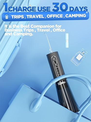 Miniatura 6 de WELLFINE Público dental de dientes de agua, 4 modos, irrigador oral inalámbrico de 10.1 fl oz, portátil y recargable, IPX7, resistente al agua,