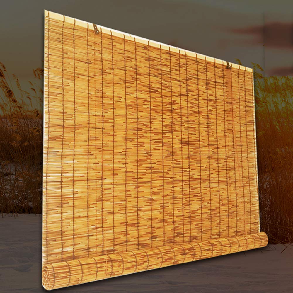 MANG Tenda A Rulloin bambù, Avvolgibile in bambù, Tapparella A Carrucola in Bamboo, Nessun Bordo in Cotone, Protezione Solare