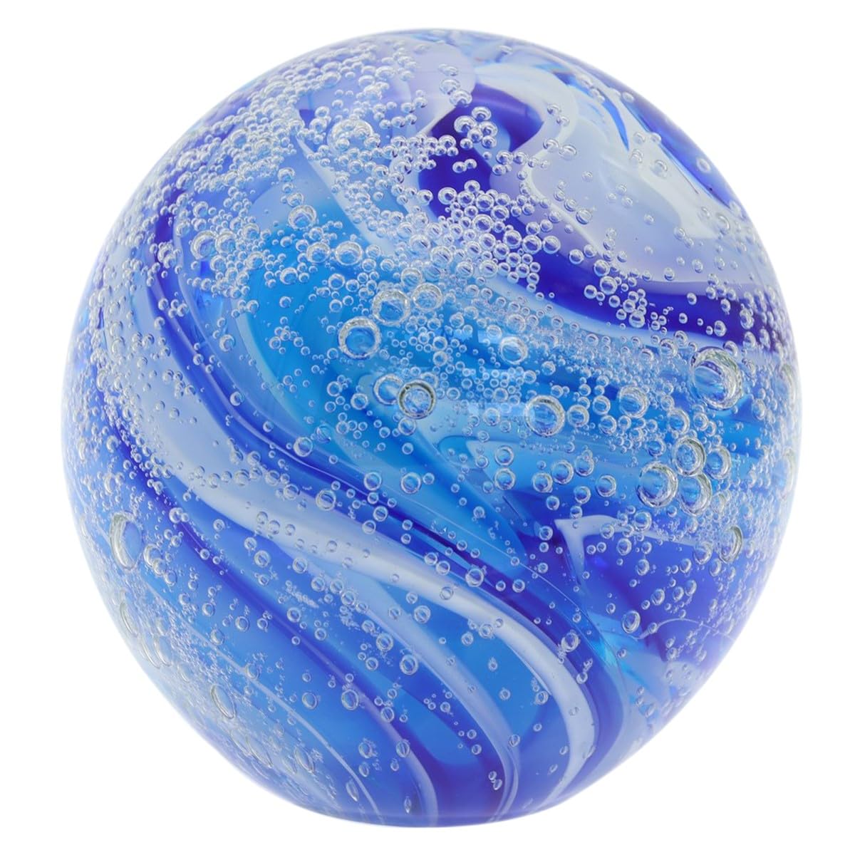 Sulfure - Fermacarte astratto, ossigenazione in camaieu blu, collezione Aquaviva, diametro 10 cm
