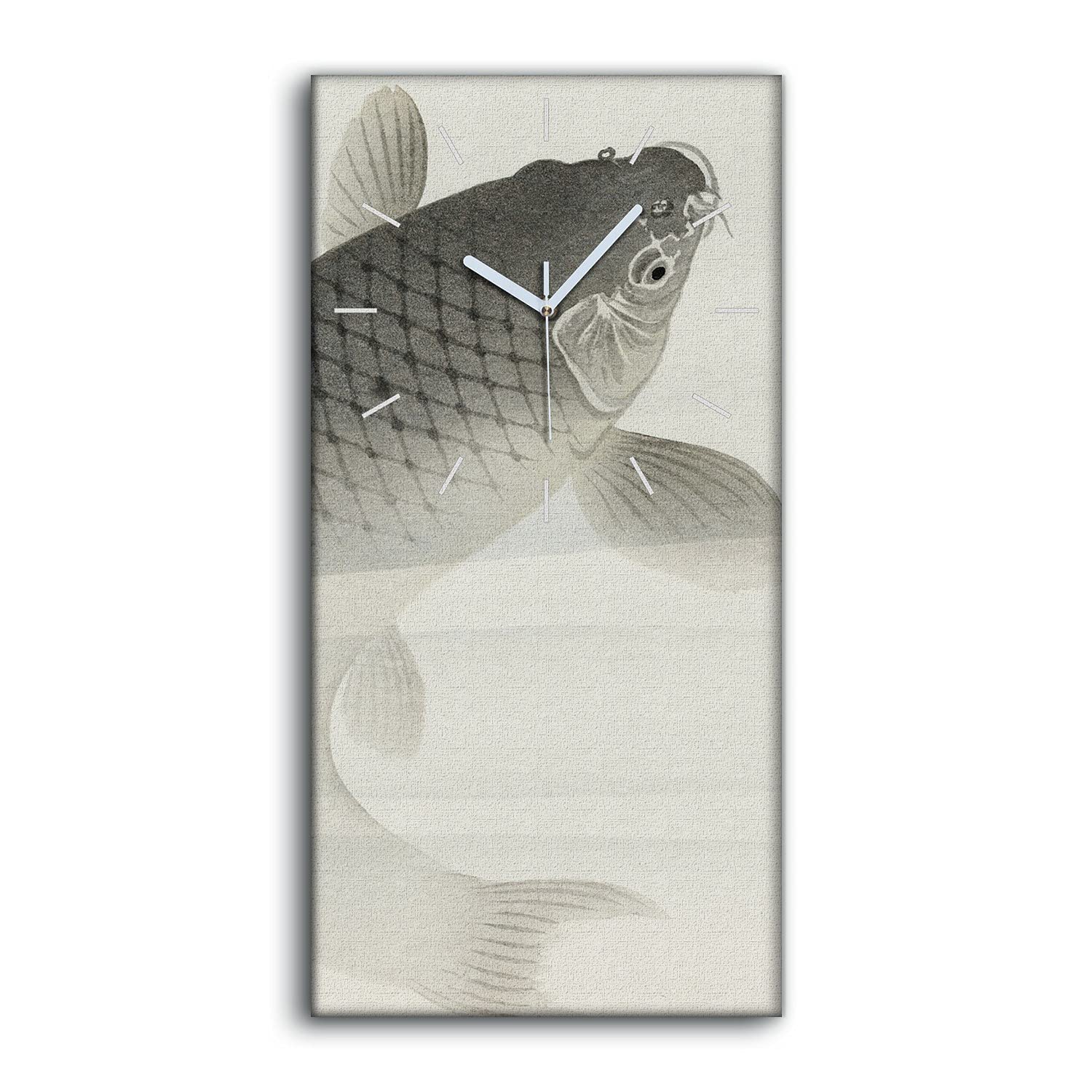 Horloge sur Toile Harmonie Asiatique Poisson Koi Décoration Murale Zen