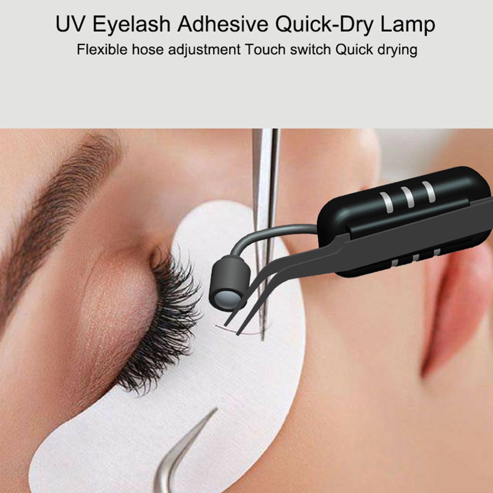 Lampe UV LED pour Extensions de Cils, Lampe à Durcissement Rapide 5 W 405 Nm pour Colle à Cils, Tête Rotative à 180 ° et Batterie Rechargeable, Lumière UV pour Cils