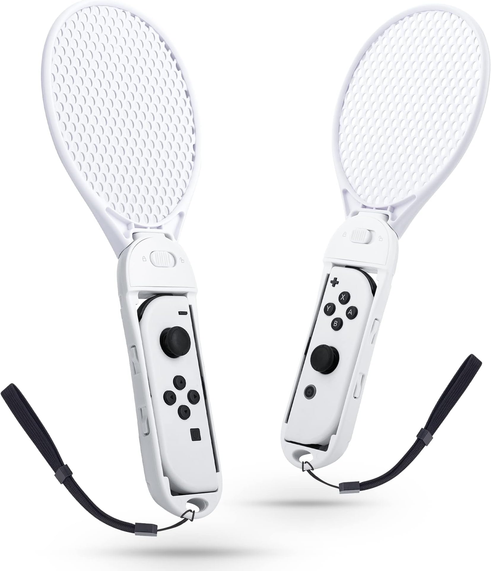 Detachable Tennis, MAKINGTEC Fit for Switch & Switch OLED Joycon Controller Grip with Wrist Strap for Nintendo Switch Sports & Mario Tennis Aces White Accessories Enhance Gaming Experience (2 pack)