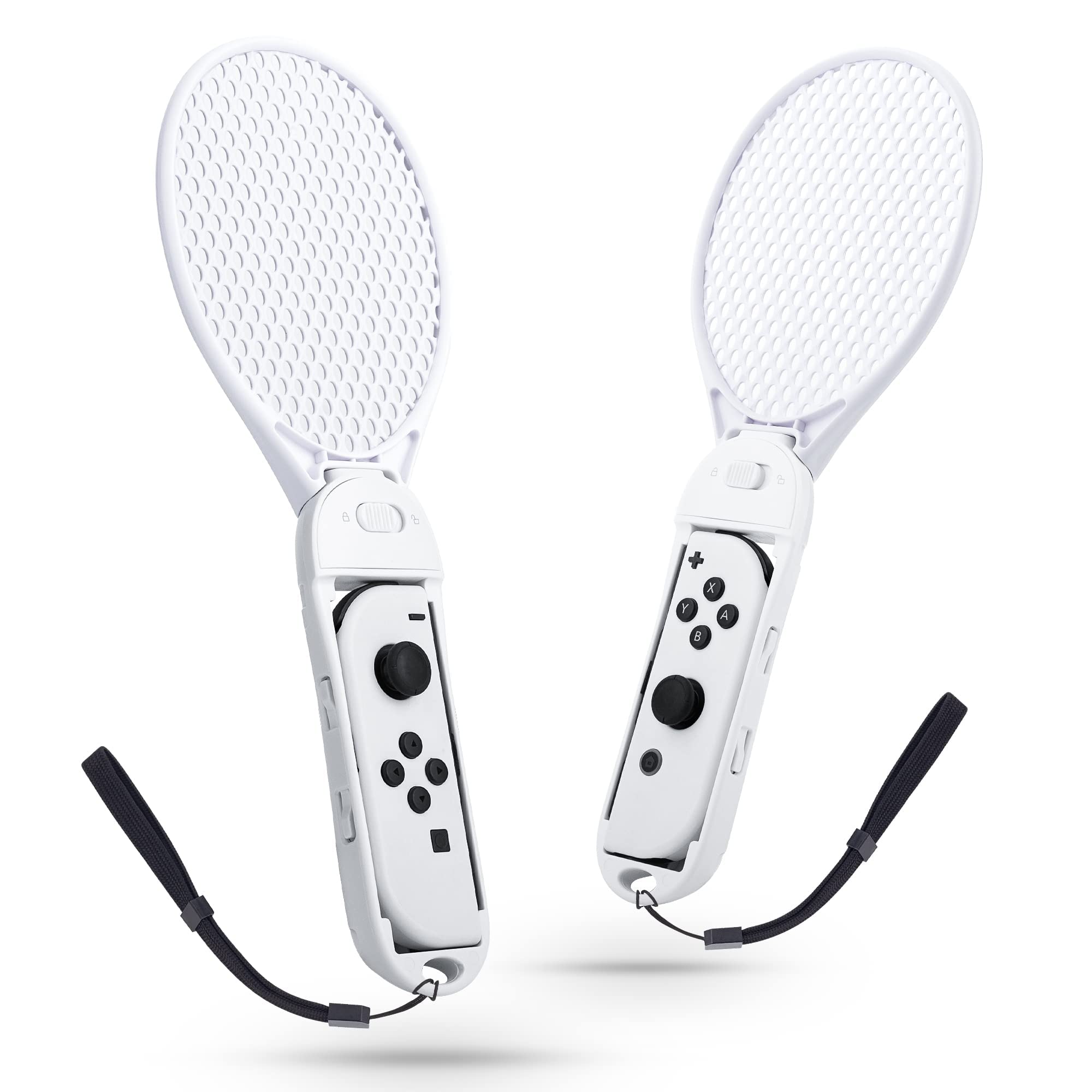 Detachable Tennis, MAKINGTEC Fit for Switch & Switch OLED Joycon Controller Grip with Wrist Strap for Nintendo Switch Sports & Mario Tennis Aces White Accessories Enhance Gaming Experience (2 pack)