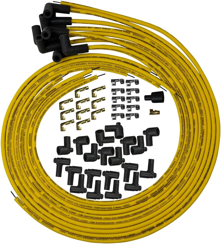 Moroso 73217 Spiral Core Univ Wire Set, Yellow, 90 Deg