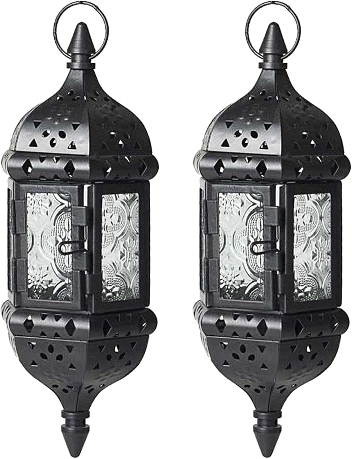 2Pcs Moroccan Lantern, Hollow Vintage Hanging Candle Lantern Metal Decorative Ramadan Decorations for Home Indoor Outdoor Candle, Moroccan, Holder, Decorative Lant