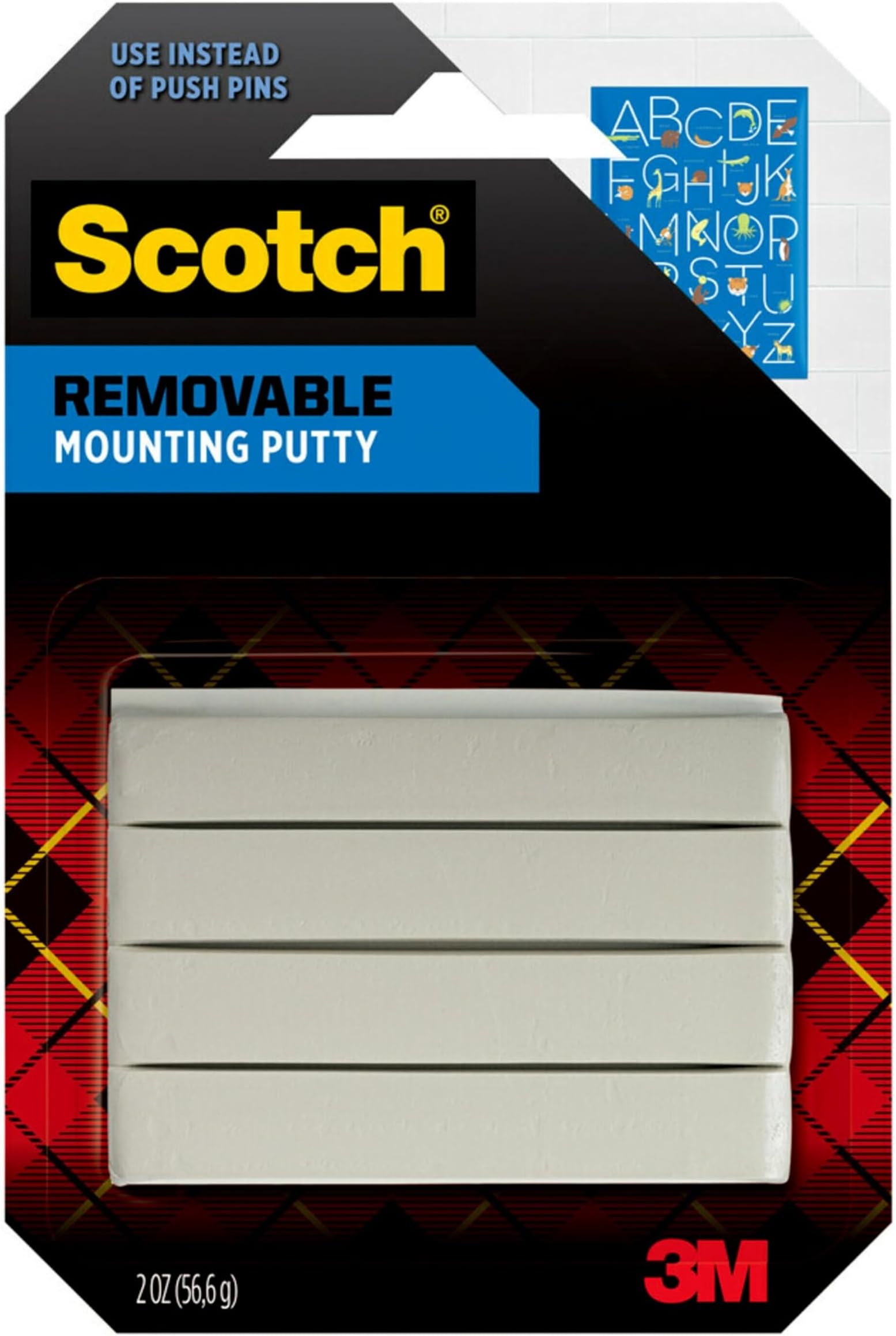 Scotch Removable Mounting Putty, 2 oz, Colors May Vary