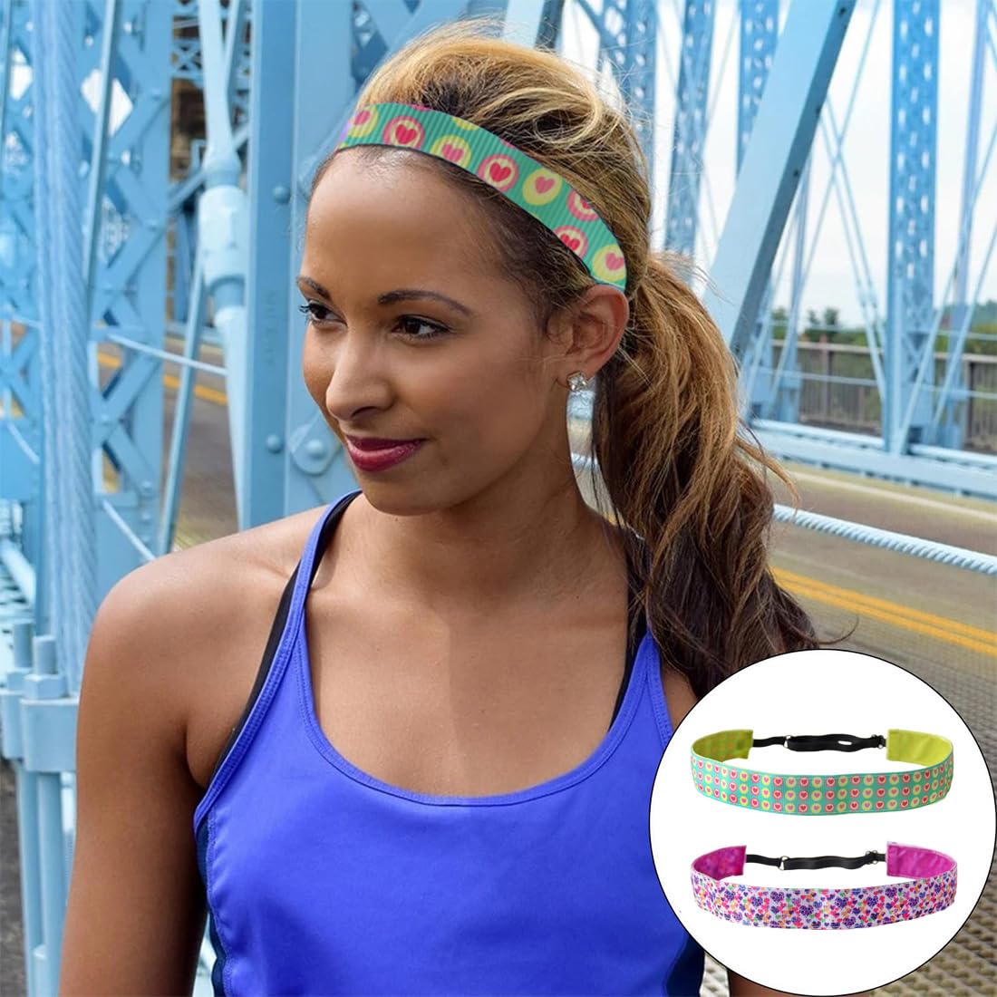 2 Pezzi Fascia per Capelli per Ragazza, Elastiche Tie Dye Fasce Capelli, Non-Scivolo Colorate Sport Fasce Capelli, Carino Turbante, Elastiche Tie Dye Fasce Capelli, Fasce Antiscivolo Ragazze