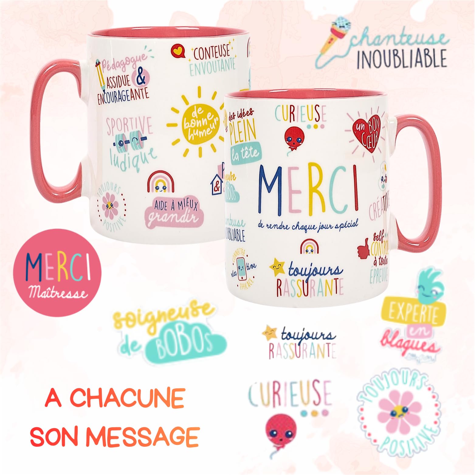 Coffret Cadeau Gourmand | Mug XXL garni de 60 Croustilles & Biscuits MONBANA | Tasse Prête à Offrir pour remercier Maîtresse, Maman, Nounou, Soignant