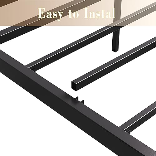 Miniatura 7 de LIKIMIO Marco de cama King cabecero industrial alto de 512 pulgadas marco de cama de plataforma King con soporte de metal fuerte sólido y estable