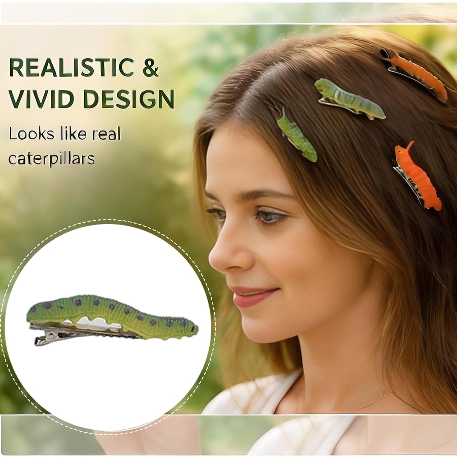 12 Pcs Caterpillar Hair Clips, Spooky Bug Hair Clip Headpiece Creepy Ladybug Crawler Earthworm Duckbill Hair Accessories for Women Halloween Party Costume image 3