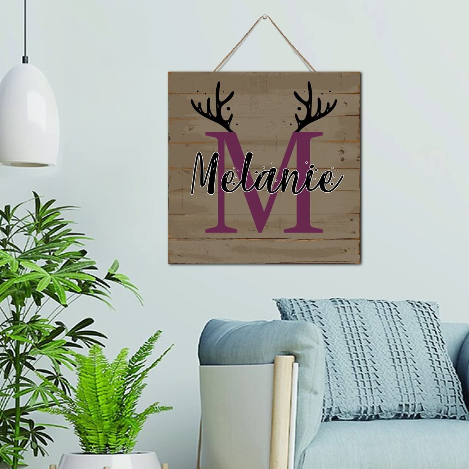 Plaque murale personnalisée avec monogramme en bois de 30cm pour décoration de maison