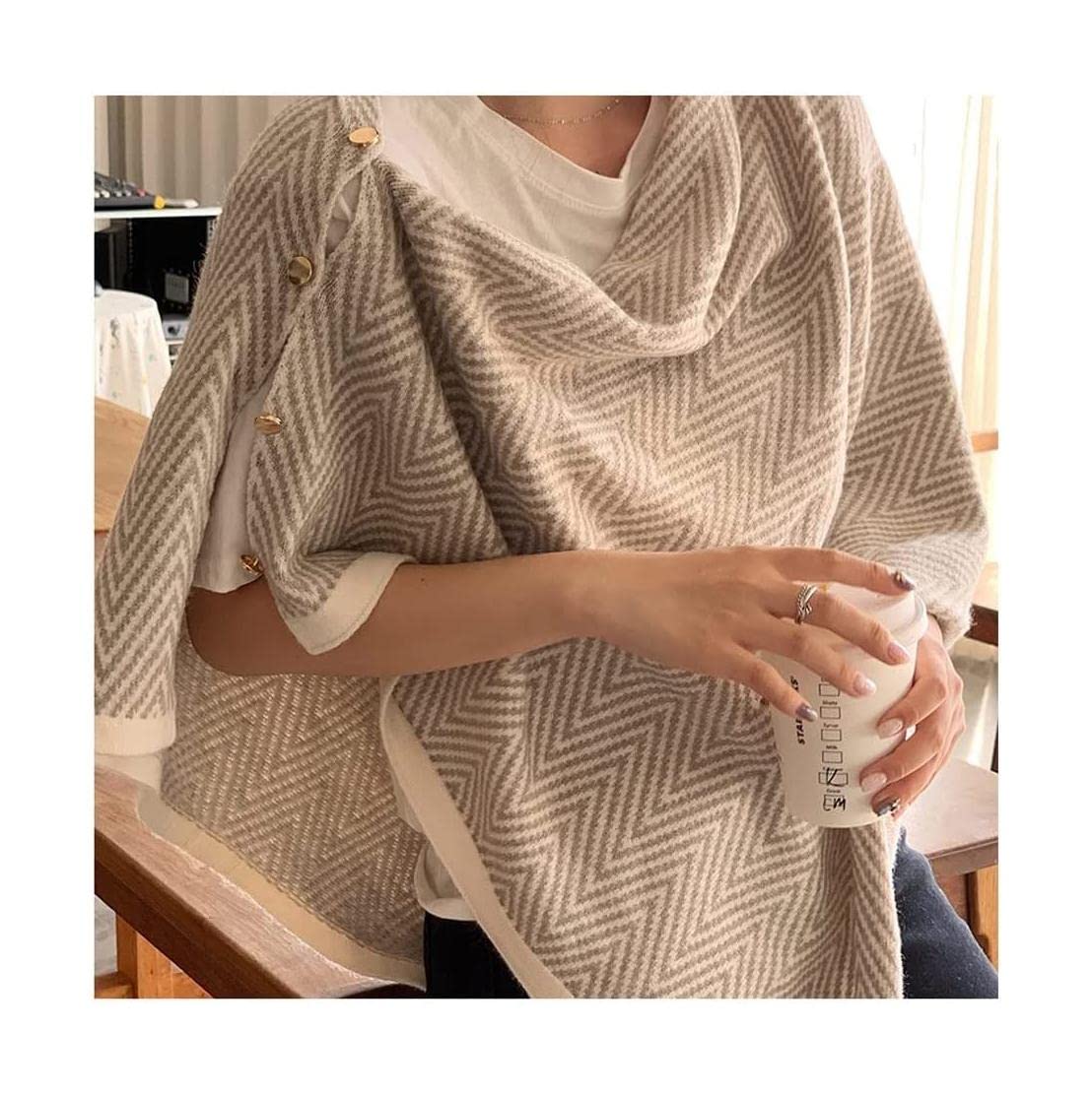 Neu Gestrickter Schal aus Wollgarn, Dicker, weicher, Warmer Deckenschal, modischer Schal mit geometrischem Muster, Leichter Wickelschal 122 * 62 cm Mehrweg
