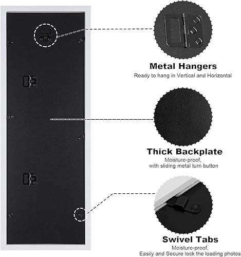 Miniatura 6 de Marco de 10 x 30 pulgadas, marco de fotos panorámico de 10 x 30 pulgadas, marco de madera maciza, para colgar en la pared horizontal y vertical para