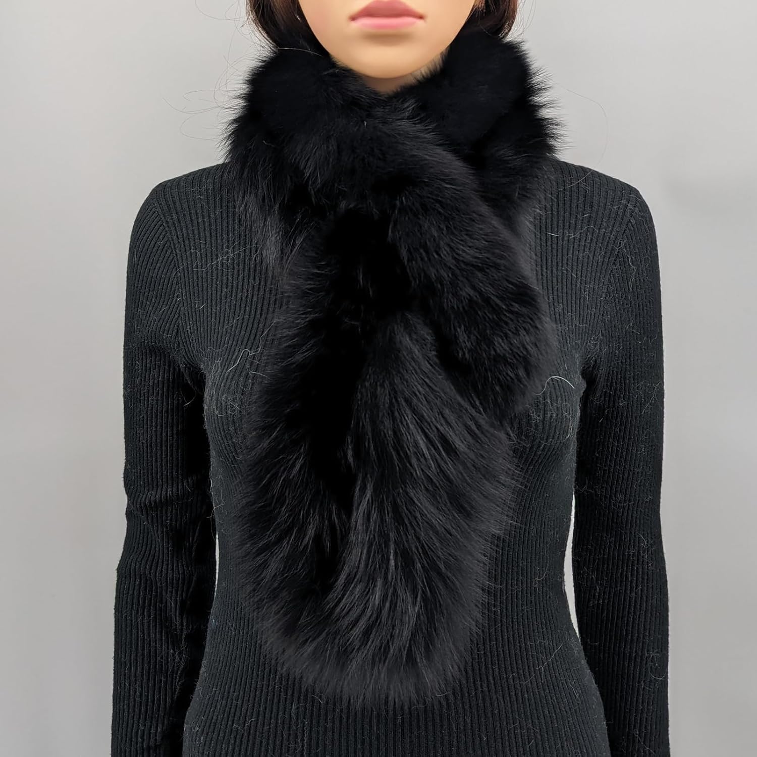 LVCOMEFF Natural Fox Fur Scarf for Women The True Color of Fox Fur Furry Wrap Warm Winter Chic - Image 4