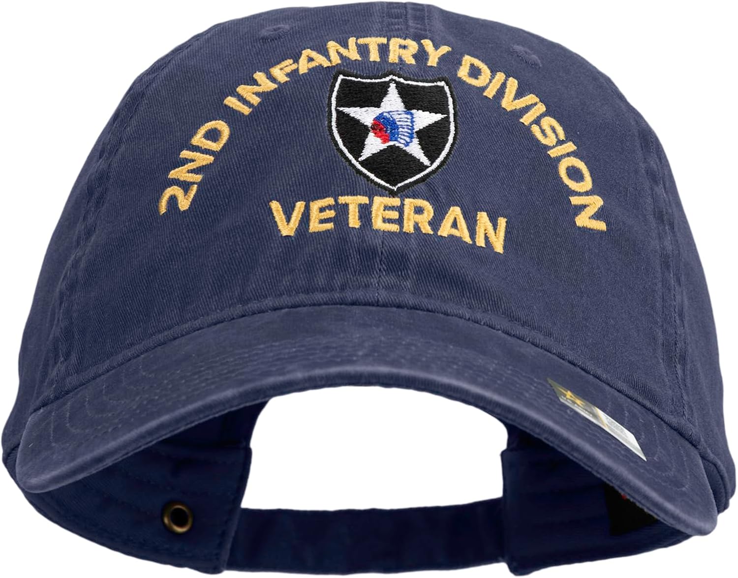 U.S. Army 2nd Infantry Division Embroidered Washed Solid Pigment Dyed Cotton Twill Brass Buckle Cap