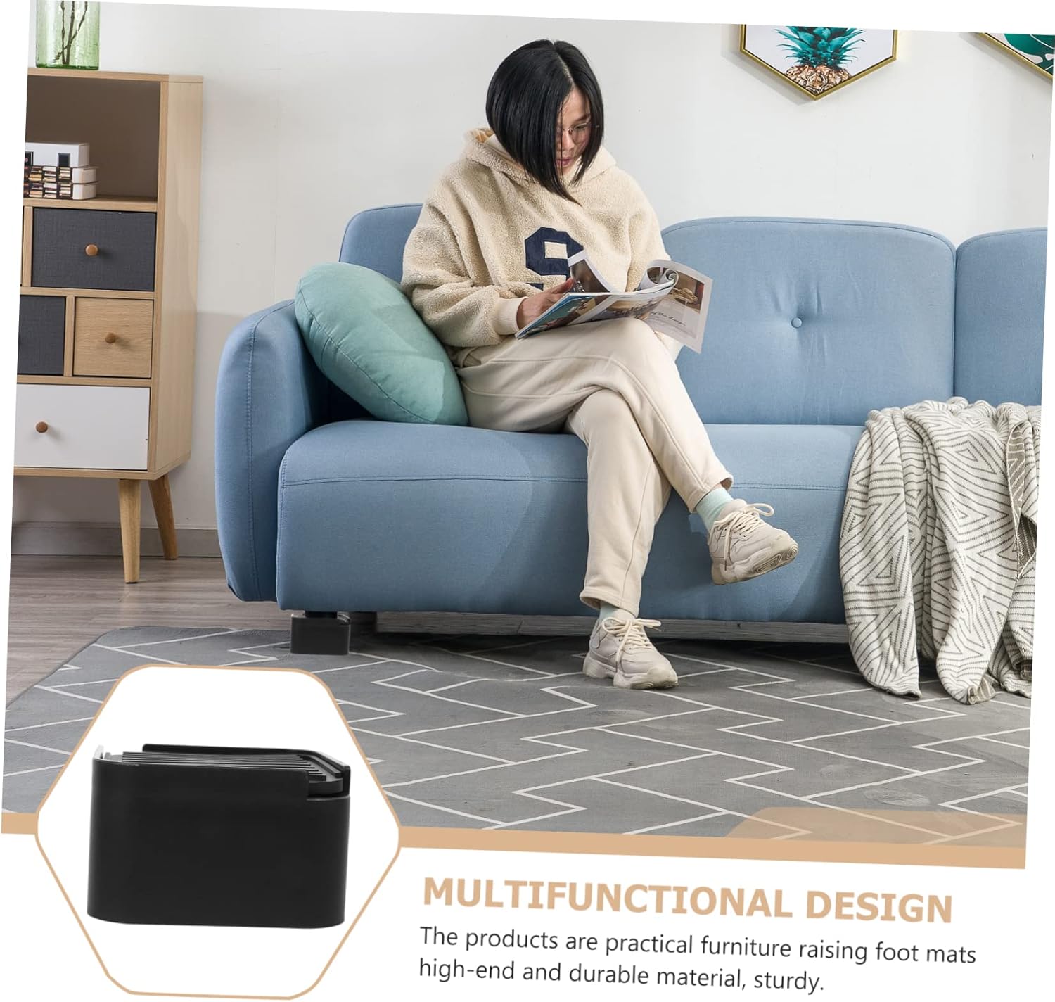 Ciieeo 1 Set Adjustable Furniture Risers Heavy Duty Bed and Couch Elevators for Safe Stability Non Slip Pads for Home and Hotels Pack