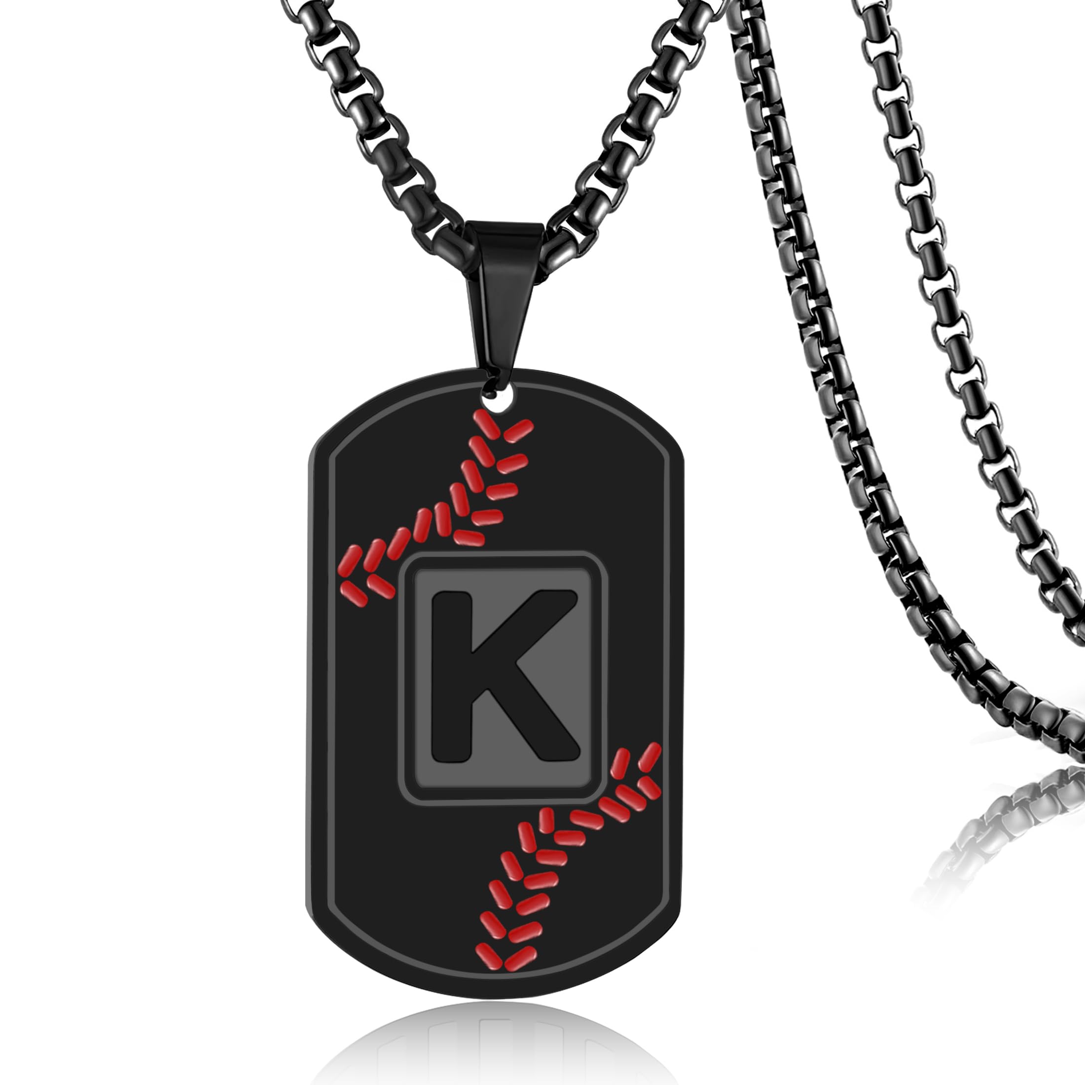 HSWYFCJY Baseball Initial Dog Tag Necklace for Men,Personalized Baseball A-Z Letter Charm Military Pendant Accessories Jewelry Gift for Boys Sports Athletes