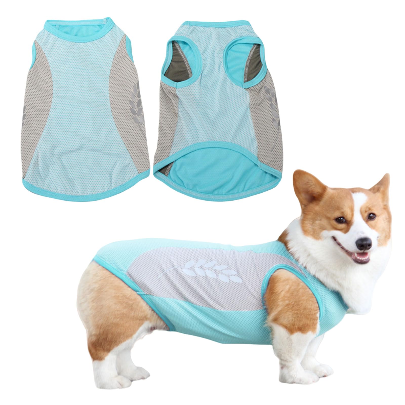 Dog Cooling Vest,1PC Breathable Mesh Dog Cooling Jacket Coat with Reflective Strip,Elastic Sun-proof Ice T-Shirt for Small Medium Large Dogs Outdoor Activities (Blue