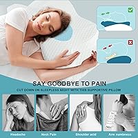 Vista 3 de Cervical Pillow for Neck Pain Relief, Contour Memory Foam Pillows for Sleeping Ergonomic Pillow with Breathable Pillowcase Orthopedic Neck Support