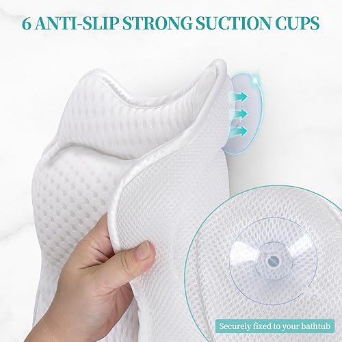 Miniatura 4 de Almohada de baño para soporte de espalda para el cuello de la bañera almohadas suaves para bañera con malla de aire 4D y ventosas antideslizantes -