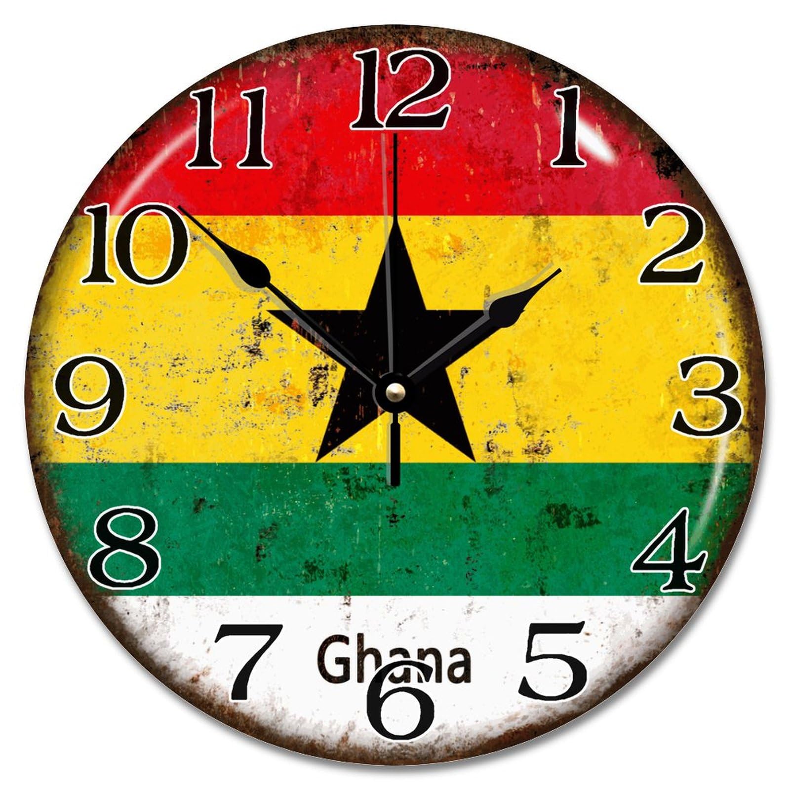 Horloge silencieuse du Ghana de 30,5 cm avec mécanisme analogique fluide