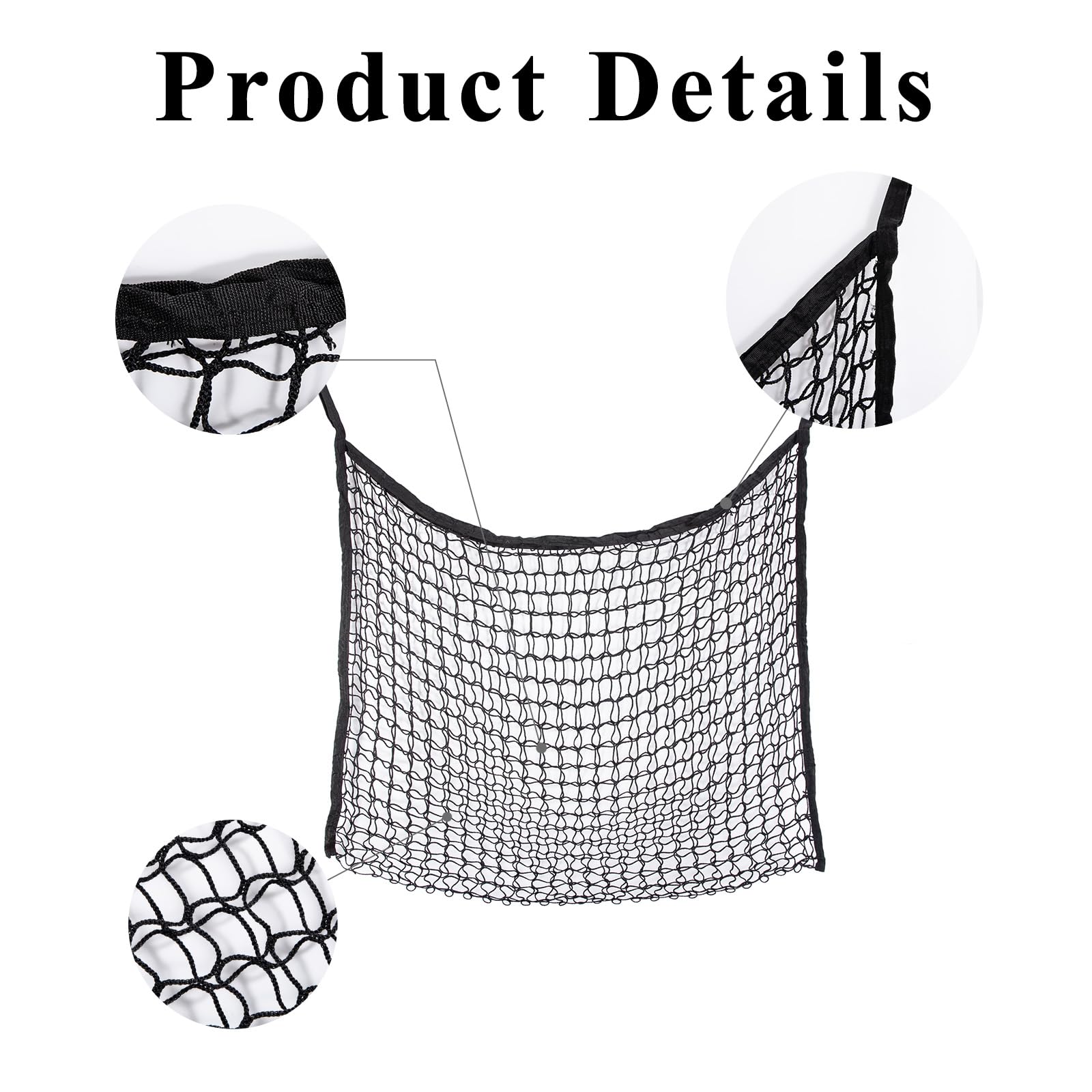 Rete da fieno per cavalli, ca. 15 kg, Heusack per cavalli grande 90 × 120 cm, 4,5 cm, rete da fieno a maglia stretta – Heusack cavallo con 2 robusti moschettoni, Slow Feeder