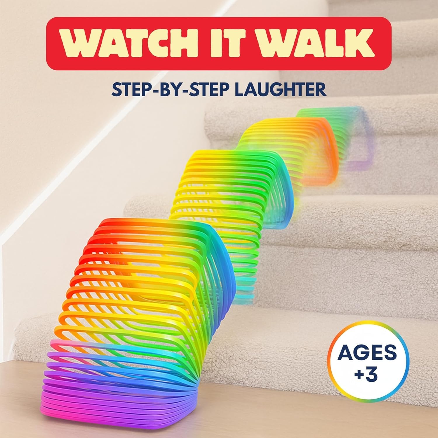 MALLEXO Square Shape Bouncy Magic Spring Toy for Kids 3+ | Rainbow Multicolor Slinky Expandable Stretchy Spring Stress Relief Toys for Boys, Girls and Adults | Fun Activity Toy & Decoration Items 1