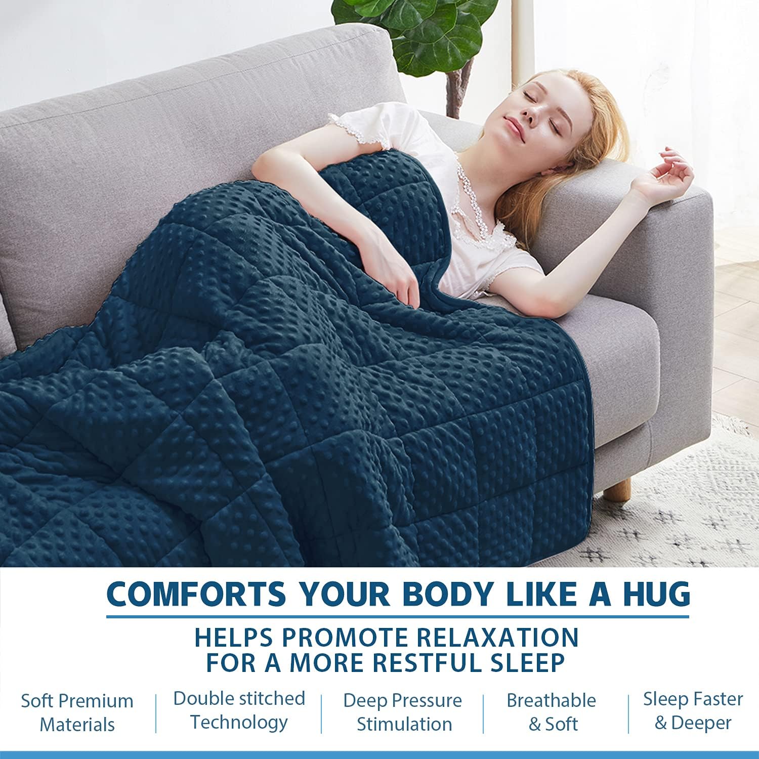 Limited Stock Huloo Sleep Weighted Blanket Queen 15lbs for Adult(60×80,Navy Blue) Breathable Soft Minky Weighted Throw Blanket for All Season,Heavy Blanket with Premium Glass Beads Get Discount Offer Huloo Sleep Weighted Blanket Queen 15lbs for Adult(60×80,Navy Blue) Breathable Soft Minky Weighted Throw Blanket for All Season,Heavy Blanket with Premium Glass Beads