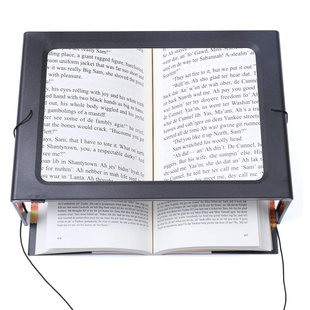 Hands Free Magnifying Glass A4 Full Page Large Hands-Free for Reading, Crafts, Lights Stand Expand Mirror for Foldable Desktop Portable for Elder Kids PC 1