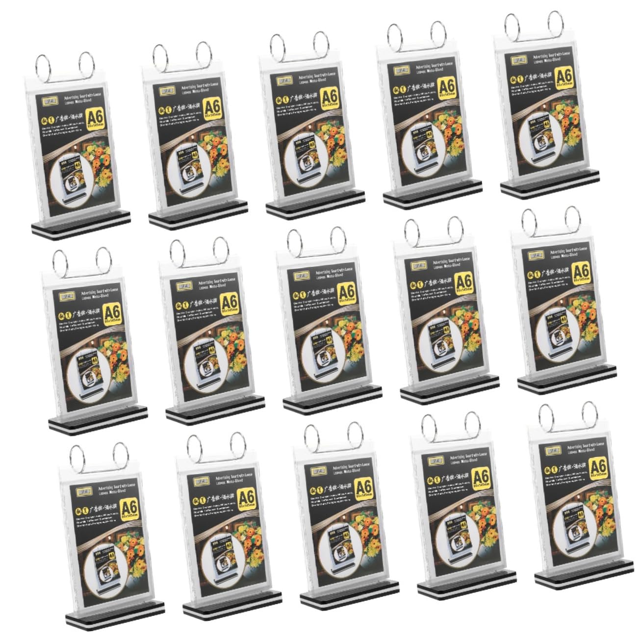 Angoily 15 Piezas Soporte de Menú de Transparente con Base para Restaurantes y Oficinas Expositor Vertical de Carteles para Mostrar Menús y Anuncios