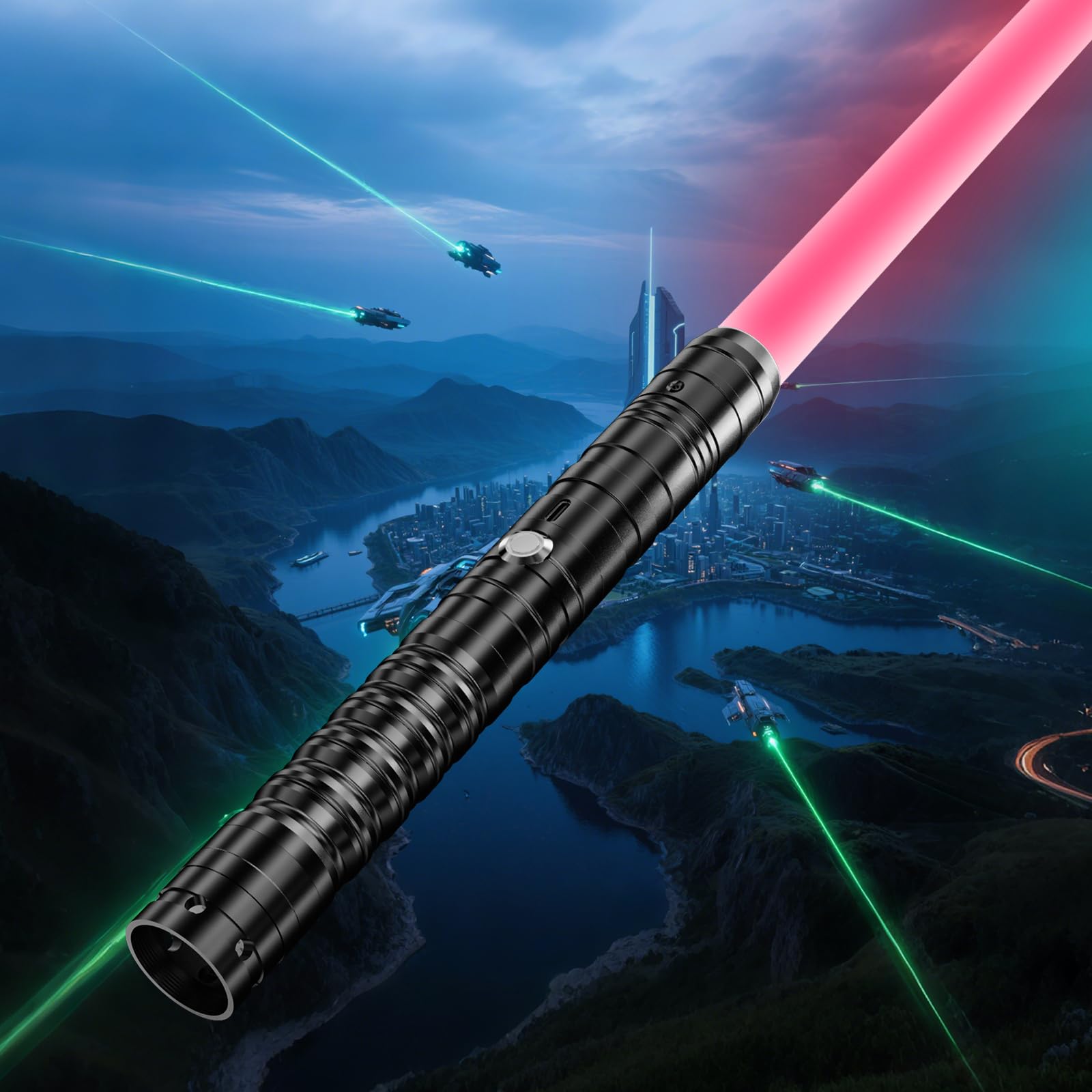KYWLCO Lightsaber,RGB 15 Colors Metal Handle FX Light sabers,3 Sound Modes,Rechargeable Dueling Light saber for Children and Adults Cosplay Party (1 Pack Black)