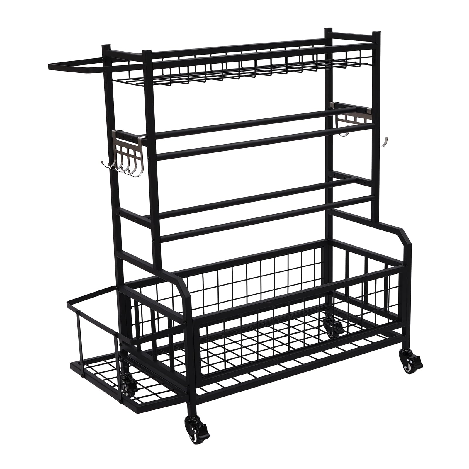 Rack fitness con ruote, robusto e durevole, facile da spostare e fissare, forte capacità di trasporto, adatto per palestra, yoga, aula, sala attività, centro commerciale