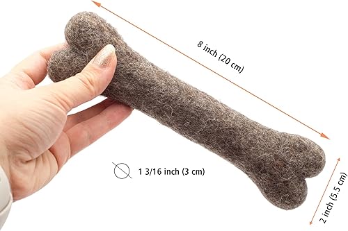 Miniatura 5 de Glaciart One Hueso masticable de lana de fieltro para perros (3 piezas)  Duradero para masticar cachorros para dentición y limpieza de dientes de