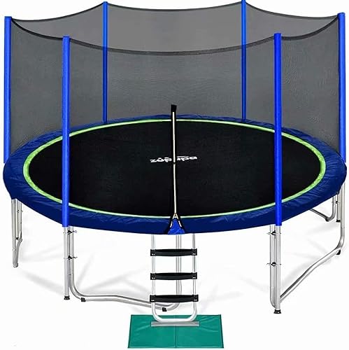 Zupapa No-Gap Design 16 15 14 12 10 8FT Trampoline for Kids with Safety Enclosure Net 425LBS Weight Capacity Outdoor Backyards Trampolines with