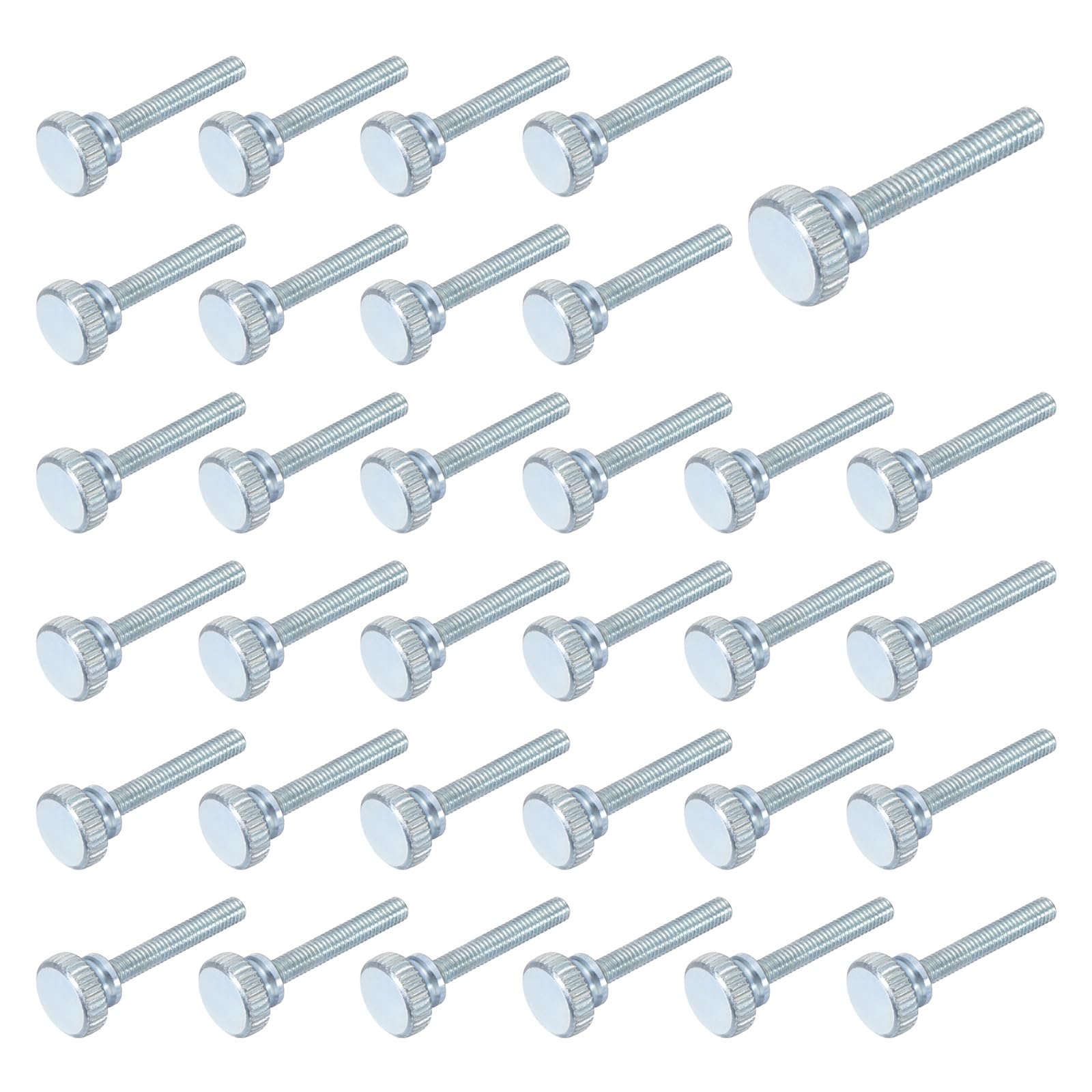 sourcing map 40 Pcs M4x25mm Knurled Thumb Screws, Carbon Steel Zinc Plated Flat Knurled Head Fully Threaded Screw Bolts Fasteners for Home, Machine