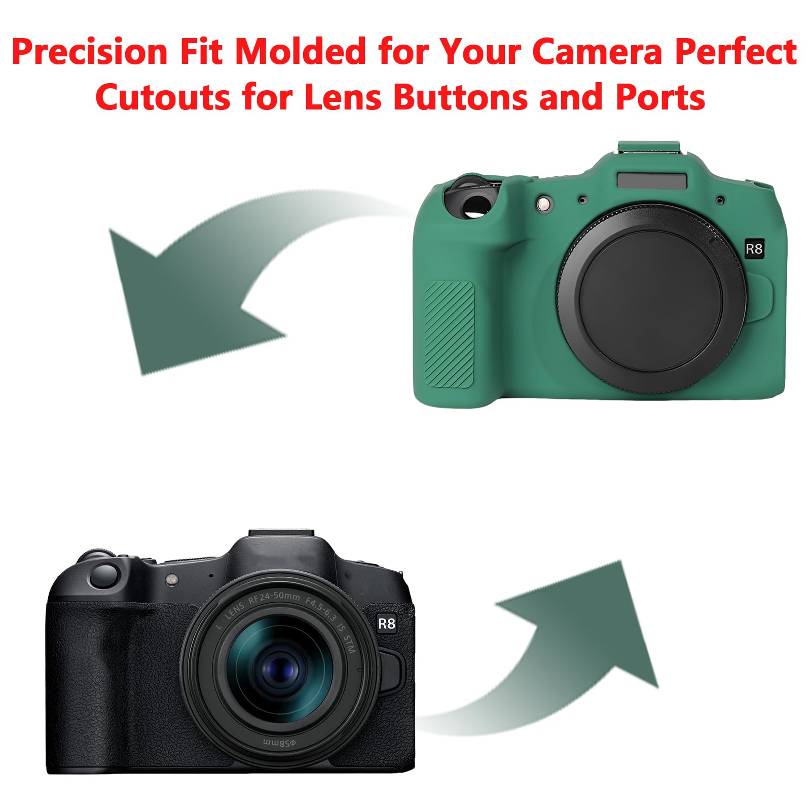 Funda protectora para cámara compatible con Canon EOS R8 EOSR8, bolsa de silicona de ajuste personalizado, almacenamiento compacto, Green, Funda protectora para cámara
