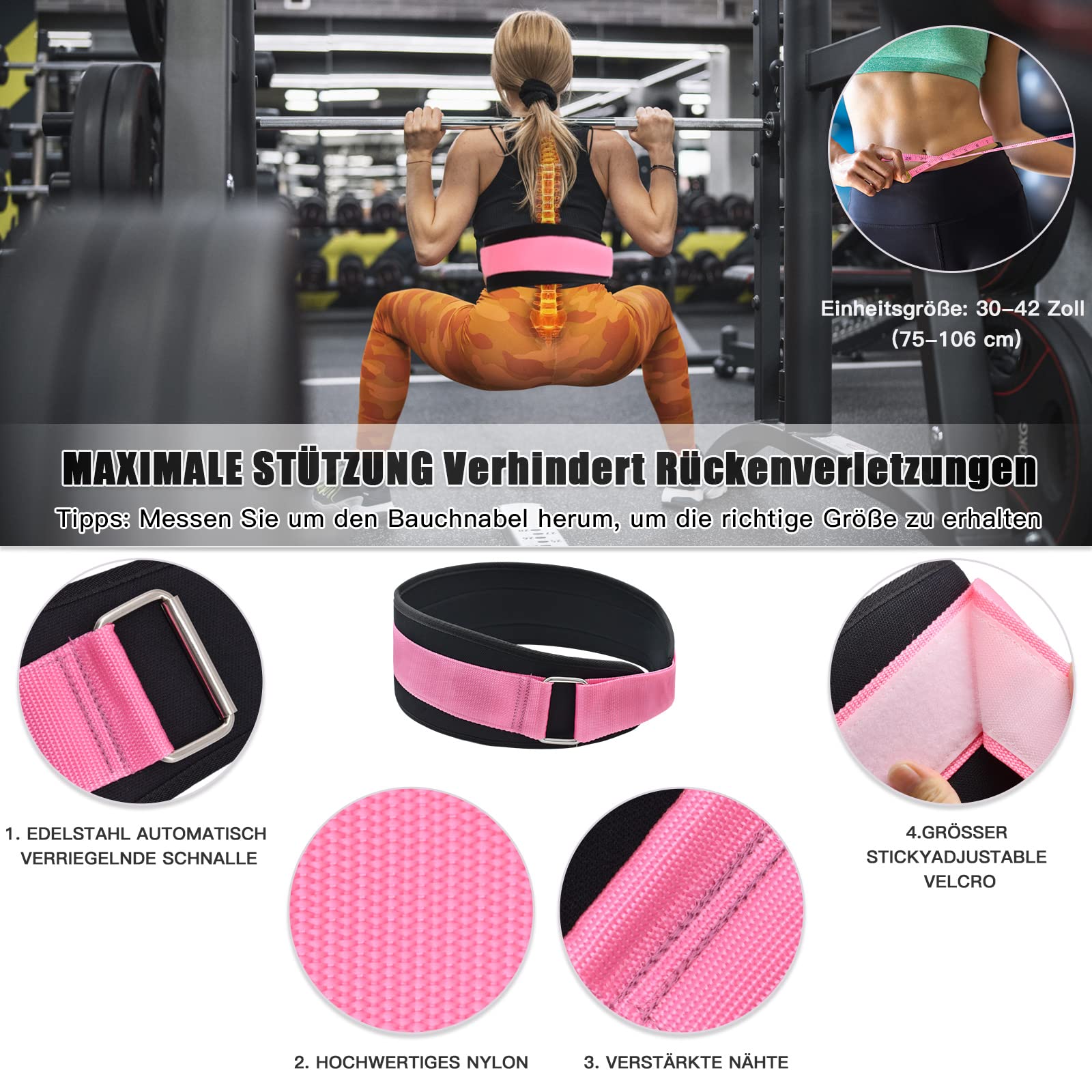 Brebebe 6er Set Langhantelpolster Set mit Gewichthebergürtel, Hip Thrust Pad für Leg und Po training, Nackenpolster Langhantel Set für Squats Lunges, Gewichtheben,mit 2er Knöchelriemen, Fitnessbänder