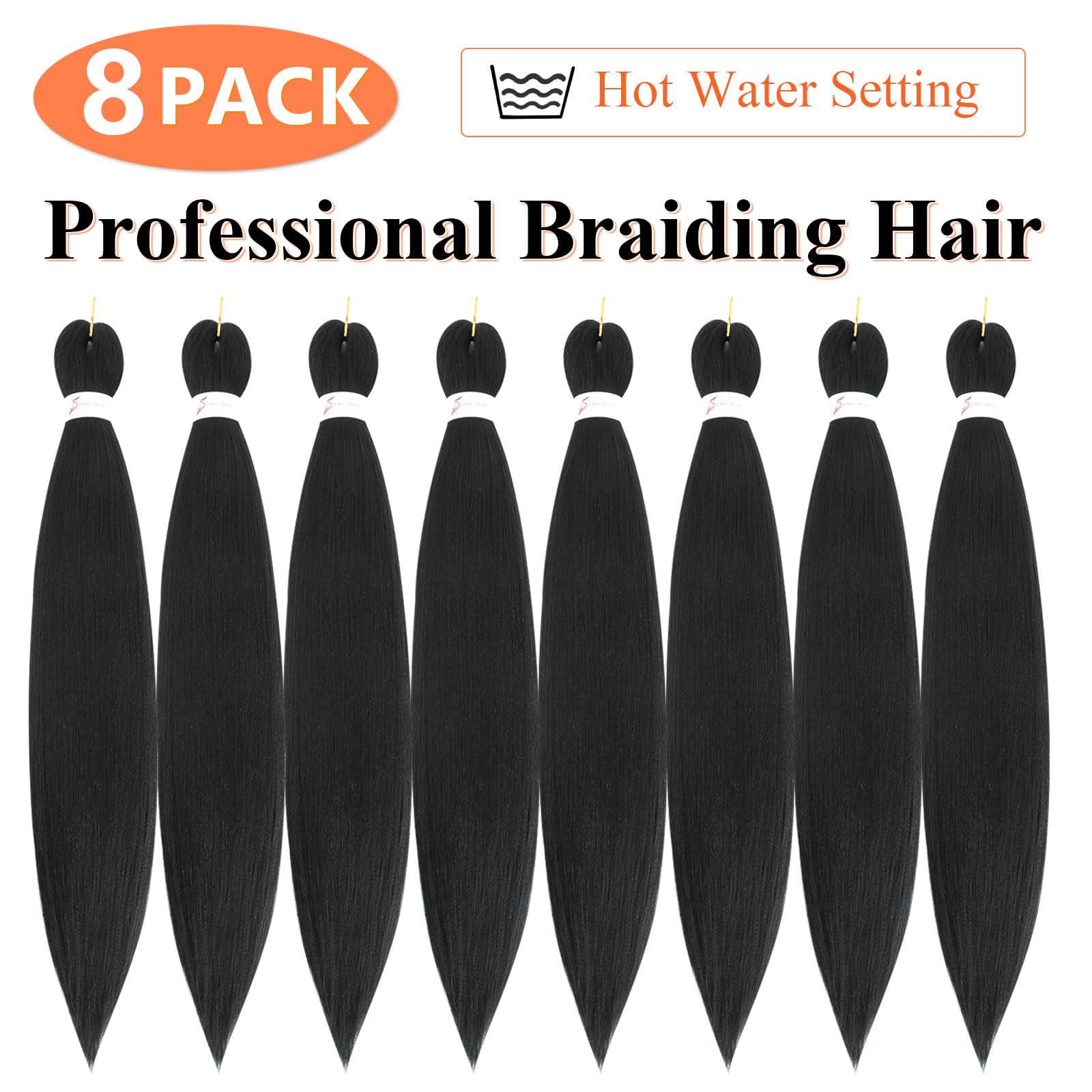 Pre Stretched Braiding Hair 30 Inch Braiding Hair Extension for Twist Or Box Braids 8 Packs Long Crochet Braids Hair Extensions Synthetic EZ Braid Hot Water Setting Soft Yaki Texture(30Inch,1B) - Image 2