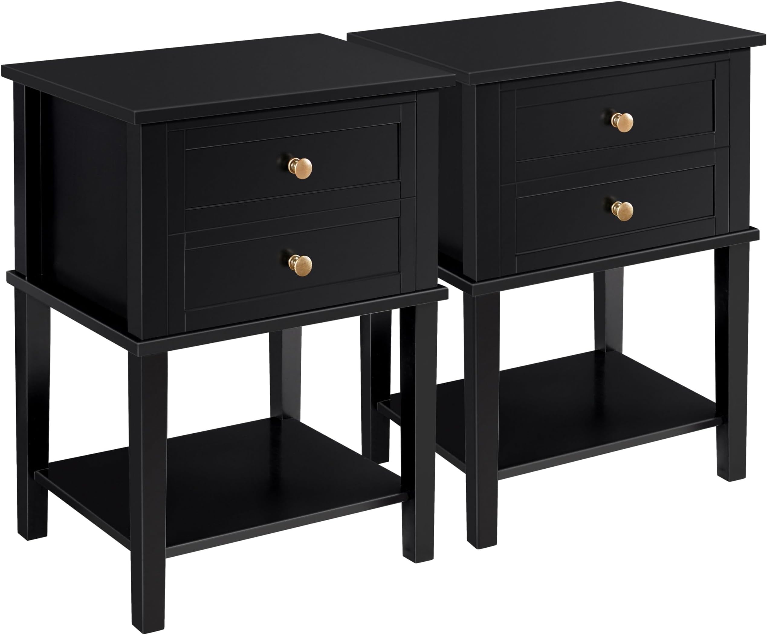 2pc Bedside Tables with 2 Drawers and Shelf