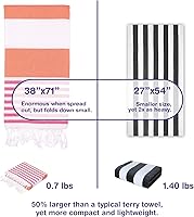 Vista 44 de Oversized Turkish Beach Towel 38’’x71’’ - Set of 2 100% Turkish Cotton Lightweight Sand Free Quick Dry Pool Towels Extra Large Bath Towels for