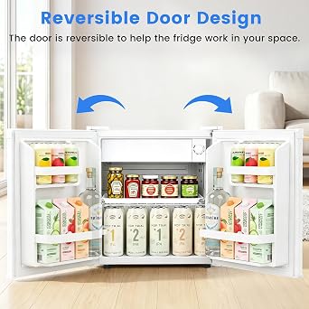 Antarctic Star Mini Fridge, Rated 1.6 cu.ft, Small Upright Refrigerator with Removable Shelves, 7 Adjustable Thermostat, Low Noise for Bedroom/Apartment/Office,White