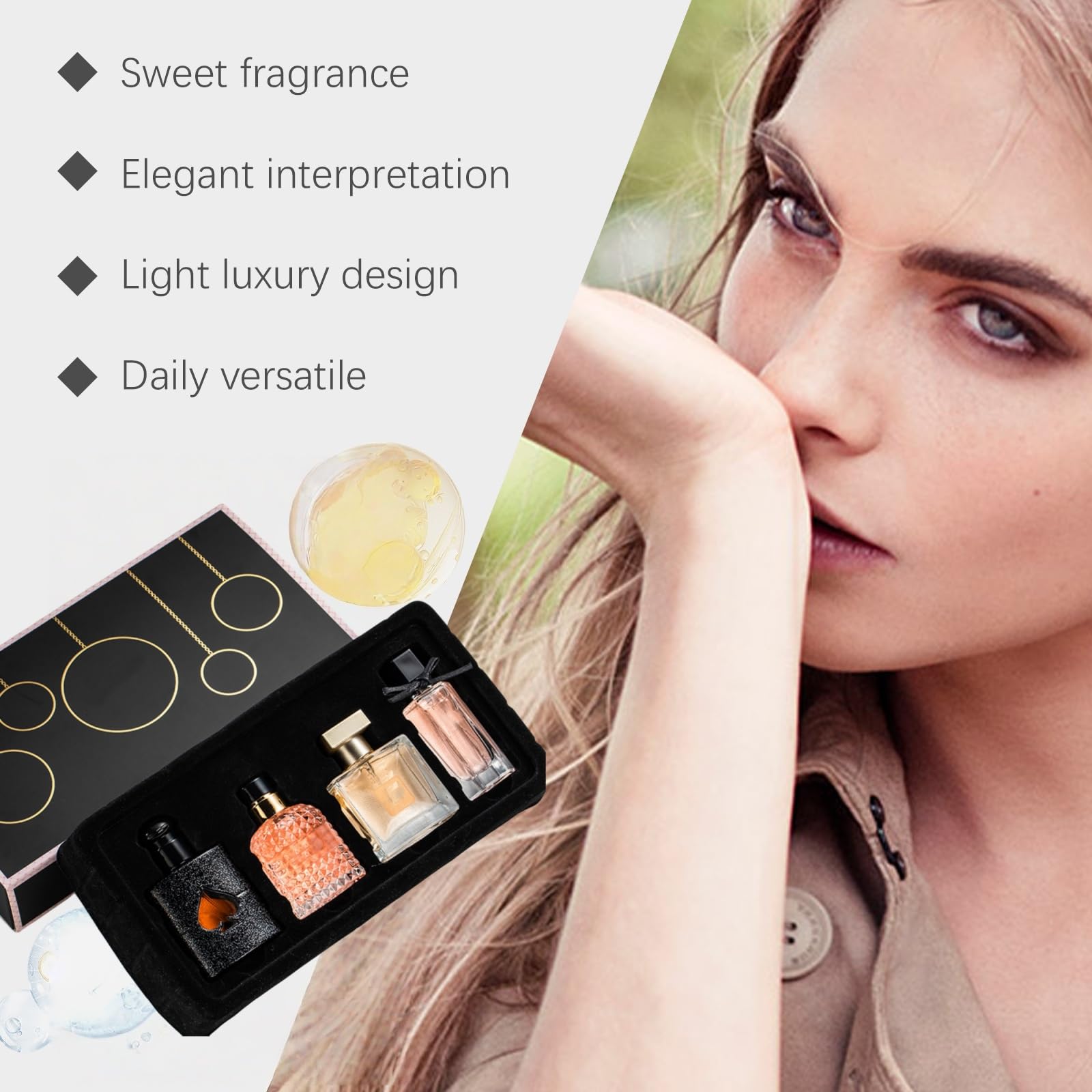 4Pcs Premium Parfüm Geschenkset für Frauen,Langanhaltender Duft Parfüm, Tragbarer Damendüfte,Hautverträgliche Parfüm Geschenk Freundin,Geburtstagsgeschenk für Frauen