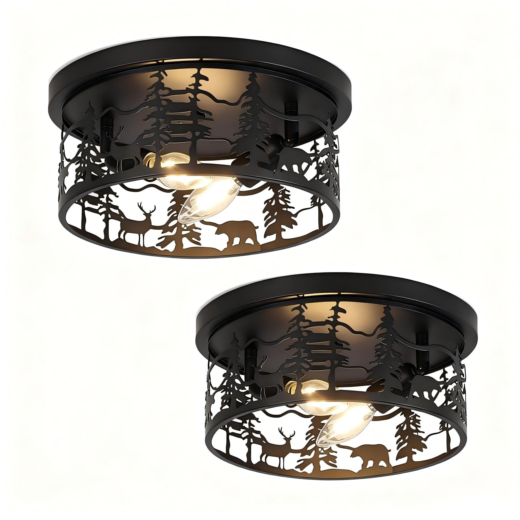 Photo 1 of Merexcint 2 Pack Rustic Farmhouse Ceiling Light, Cabin Light Fixtures