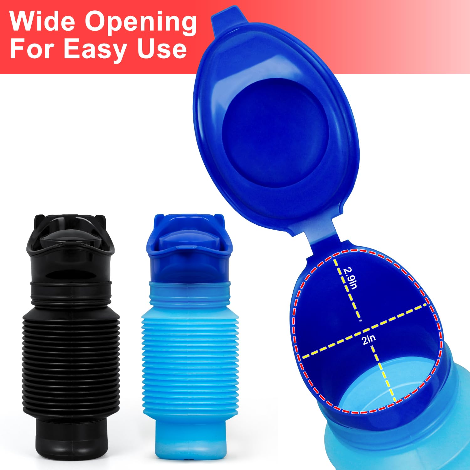 Botellas para orina para hombres, botella plegable con bolsas desechables, orinal de emergencia portátil para hombres y mujeres, 750 ml, a prueba de fugas, juego de 2 botellas para orina adecuadas