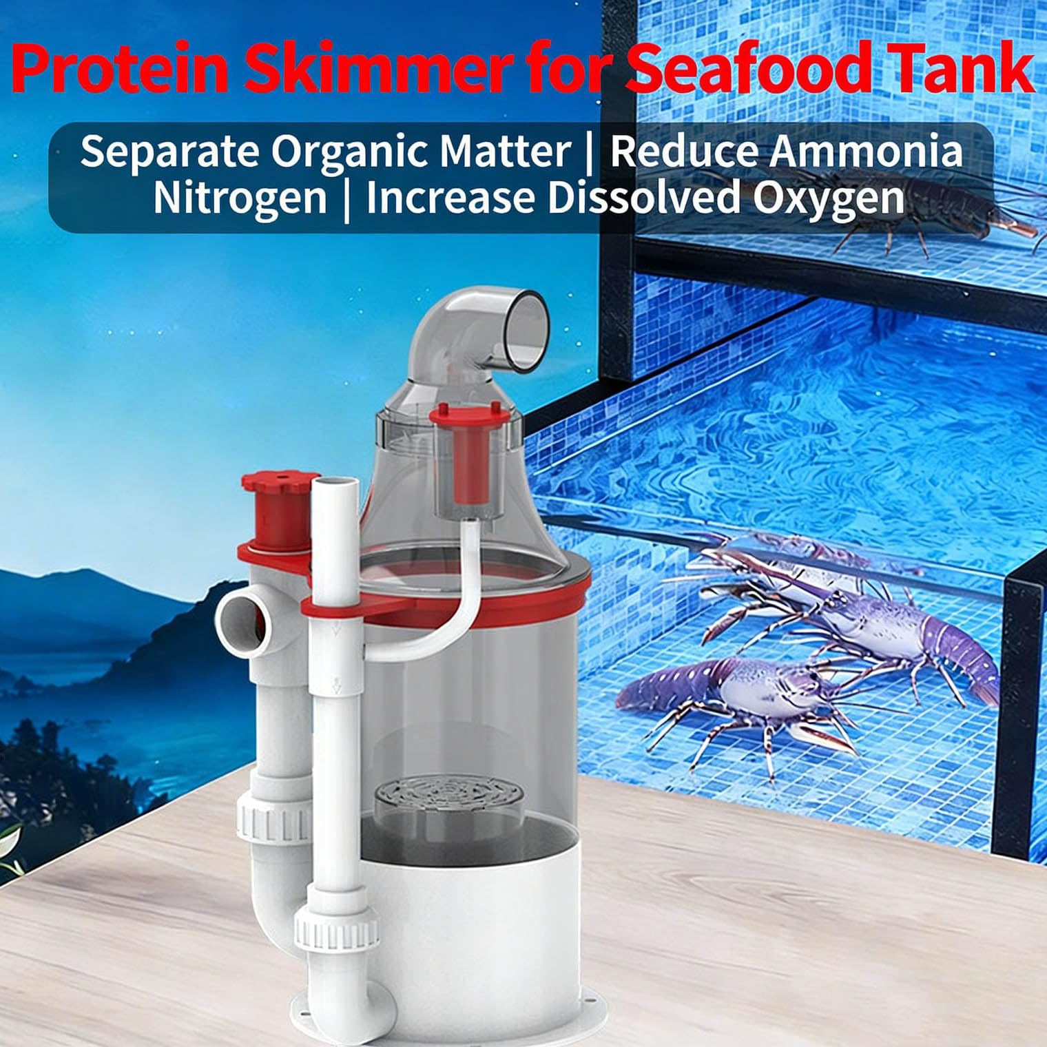 Proteinabschäumer für Aquarien – 1-1,5 Tonnen Kapazität, integrierter Filter für effiziente Abfallentfernung, kein Strom erforderlich, ideales Aquarium-Filtersystem