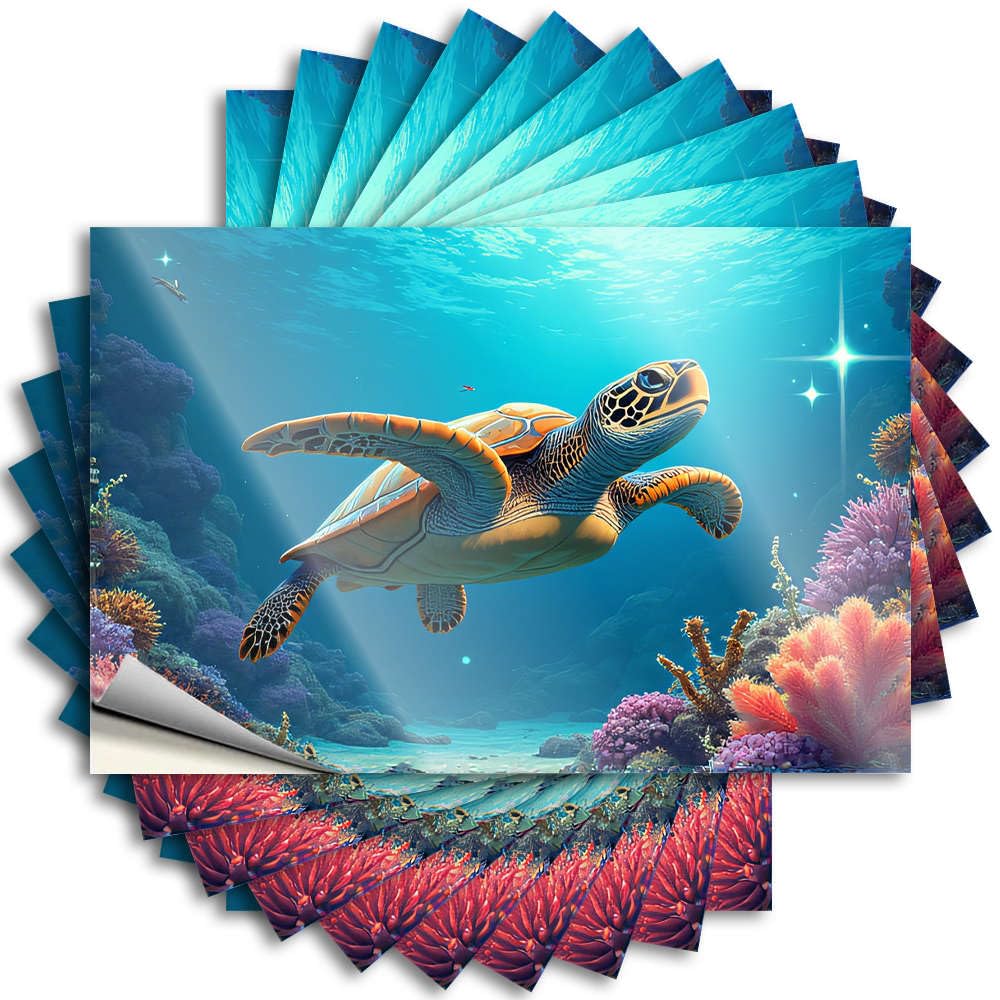 Beer Accessories Stickers - Crazy Antimicrobial Laptop A Sea Turtle Swims Gracefully Among Vibrant Coral Reefs(12X18CM)
