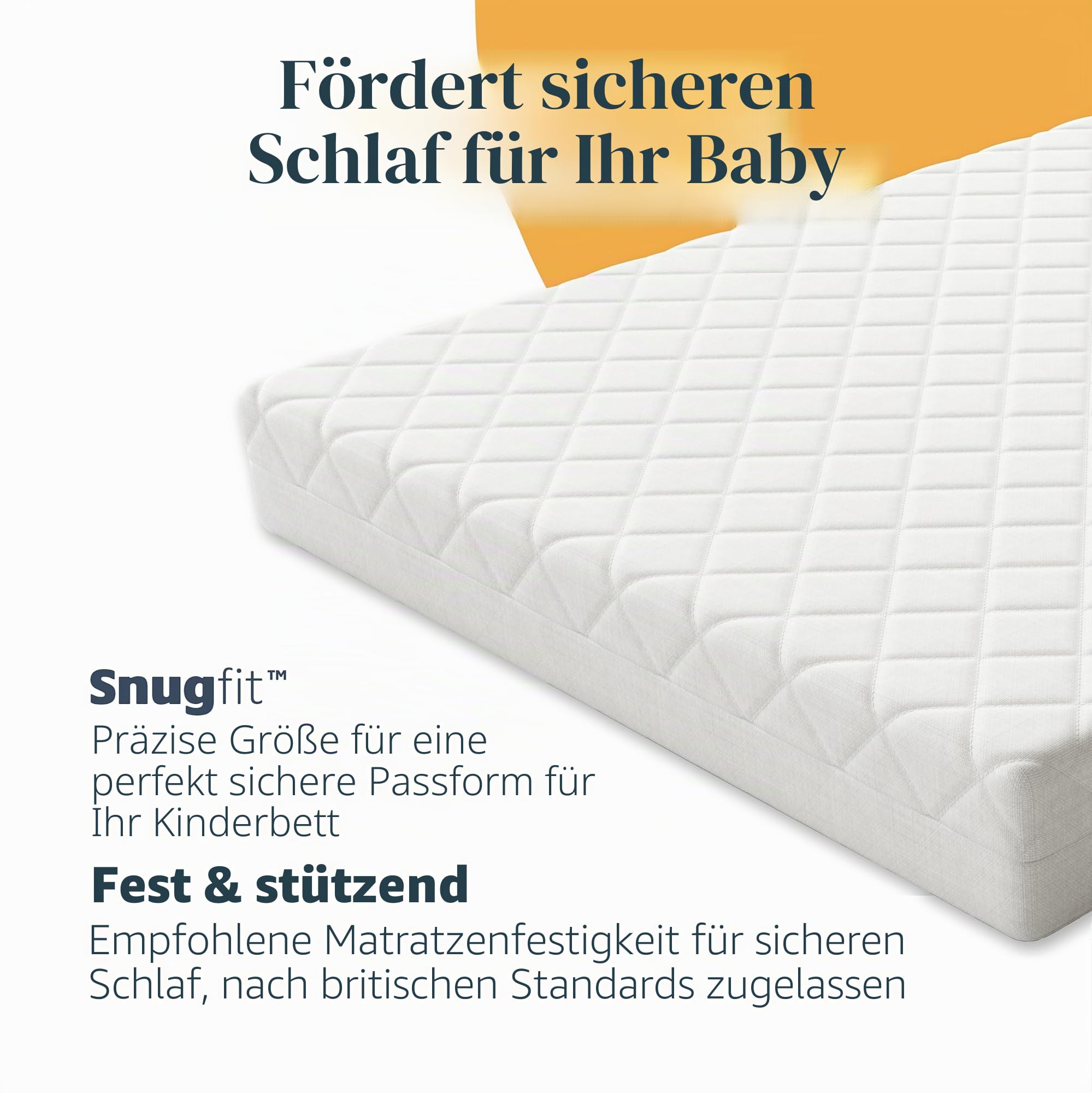 Mother Nurture Klassische Schaumstoff-Reisebett-Matratze (90 x 50 cm x 7 cm), hypoallergen, atmungsaktiv, für bequemen Schlaf, wendbarer und Abnehmbarer Bezug, BSI-getestet, passend für Joie Kubbie